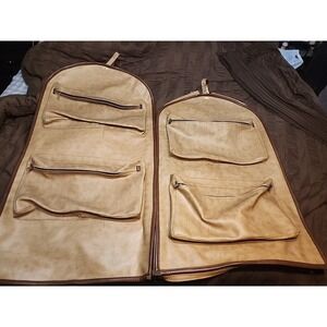 (2) Vintage FS Original Luggage Suit Carier Bag Faux Leather Baige Tan Brown